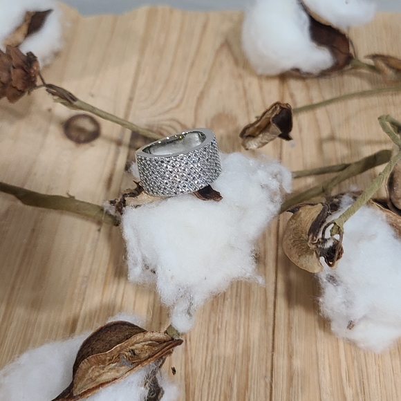 🤍🩶NEW🤍🩶GORGEOUS!! Tiny CZ'S Silver Plated Band Ring - Picture 12 of 14